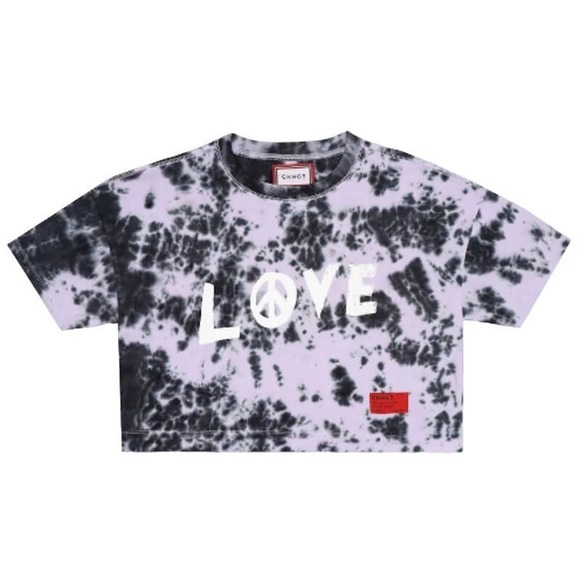 CHNGE Tie Dye Love Peace Crop Tee in Purple, Size S​​​​​​ - Picture 1 of 2